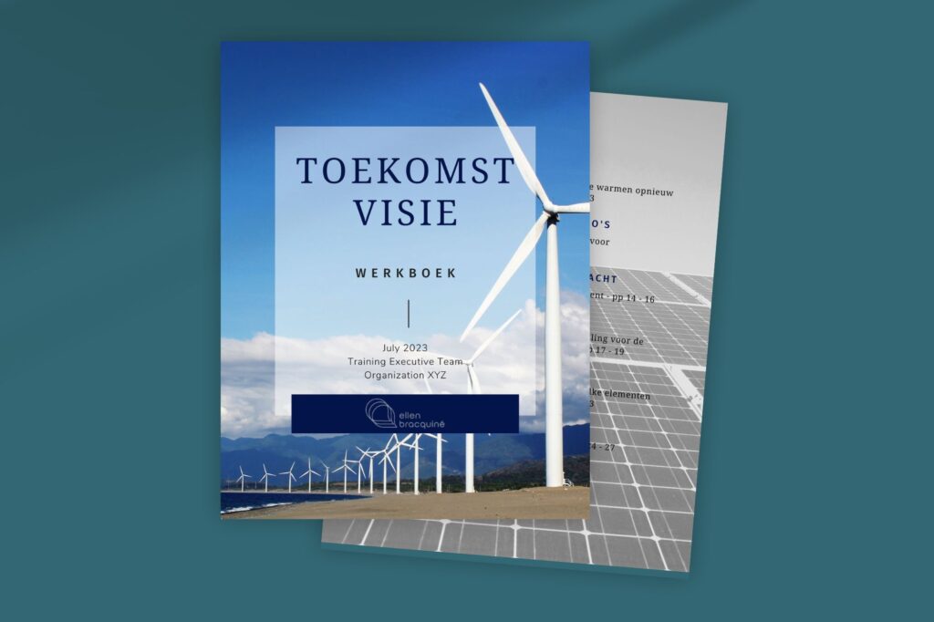 Cover and agenda page of communication training workbook for a team vision workshop